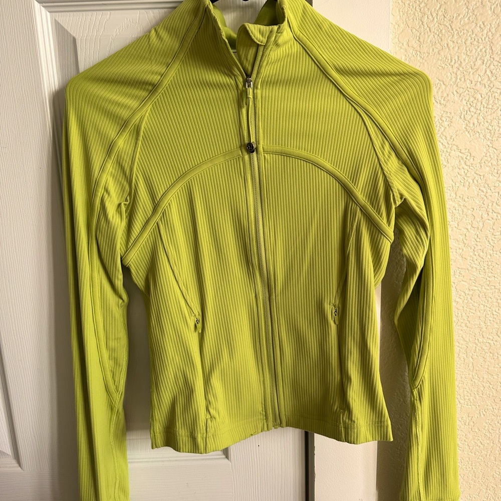 Beautiful Lululemon bright lime yellow cropped yellow running jacket